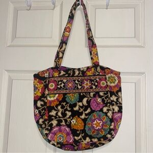 VERA BRADLEY Suzani Quilted Cotton Shoulder Bag Double Handles Retired Open Tote